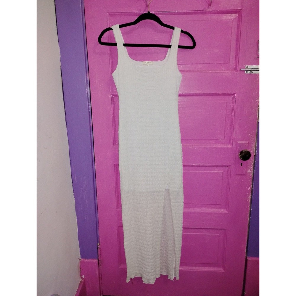 No Comment White Bodycon Sexy Maxi Dress With Slit & Empire Waist Y2K Small
